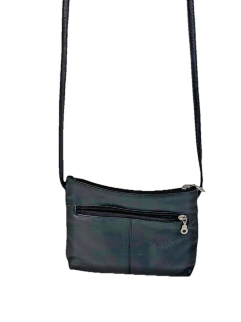 VTG Paul & Taylor Crossbody Bag Genuine Leather Black Small Double Zip